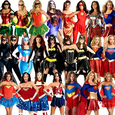 £31.99 • Buy Superhero Ladies Fancy Dress Marvel DC Comic Book Day Womens Adults Costume New
