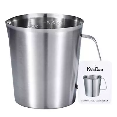 1l Measuring Cup Milk Frothing Pitcher Stainless Steel Water Pitcher 1000ml/32oz • $24.25