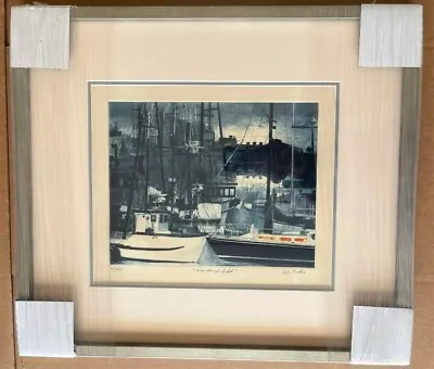 Framed G H Rothe HARBOR AT NIGHT Ltd Ed Signed Numbered Mezzotint • $429.99