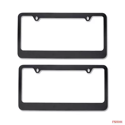 New 2pc Set Blank Plain Black Metal Car Truck Universal Fit License Plate Frame • $16.51