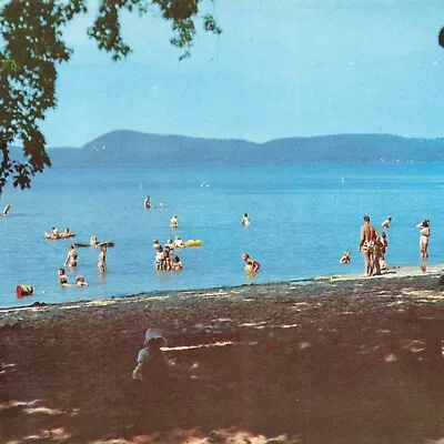 Sand Bar State Park VT Milton Vermont UNP Chrome Lake Champlain Swimmer Postcard • $5.98