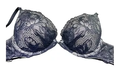 Victoria’s Secret Women’s Size 34C Miraculous Plunge Push Up Bra. Black Laces. • $26