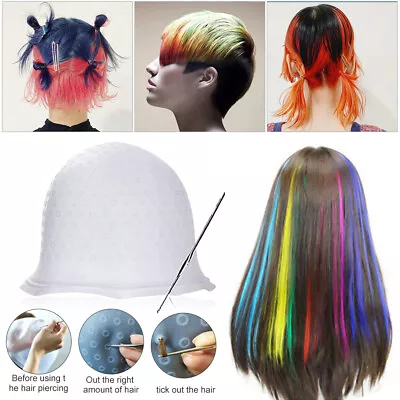 Professional Reusable Hair Coloring Magic Cap Rubber Cap Streaking With Hook Uk • £4.28