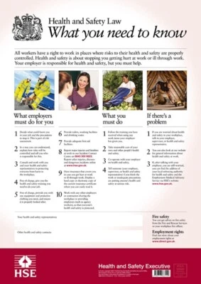 £30.75 • Buy Health & Safety Law Poster A2 FHSE1 HSE Genuine Top Quality Product New