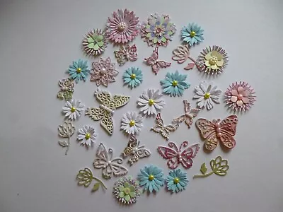 £4.50 • Buy Handmade Die Cut Flowers And Butterflies  Card Toppers 