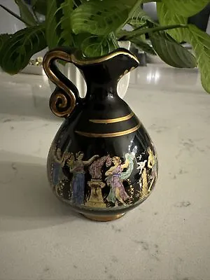 Manousakis Keramik Handmade Black And Gold Greek Mythology Pitcher -Vase 4.5  • $21