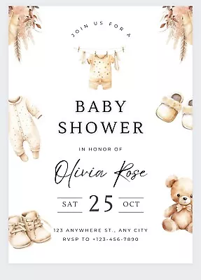 Personalised Baby Shower Invitations | Floral Botanical | Invites | Pack Of 10 • £6.25