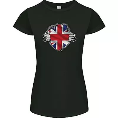 Union Jack Flag Ripped Torn Gym British UK Womens Petite Cut T-Shirt • £9.99