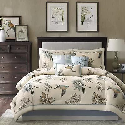 NEW Madison Park QUINCY 7 Piece Comforter Set QUEEN Regal Bird Pattern • $69.95