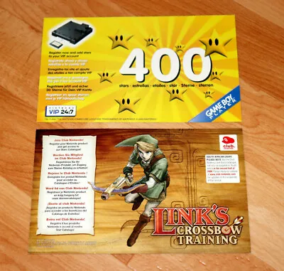 Link's Crossbow Training Game Boy Player Club Nintendo VIP Flyer AD Point Card • $44.89