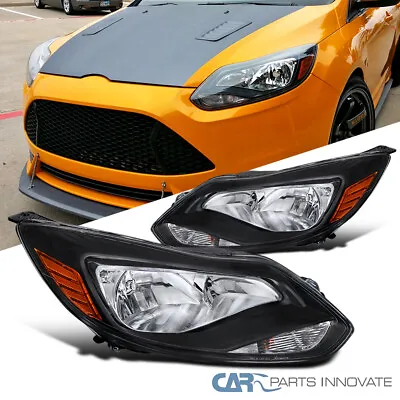 Fits 2012-2014 Ford Focus Headlights Turn Signal Lamps Black Left+Right 12-14 • $95.95