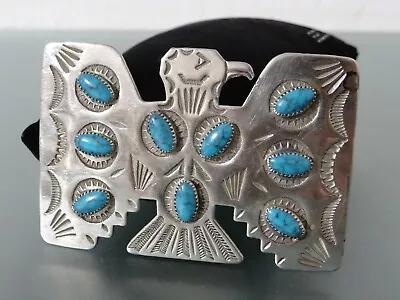 Frontier Thunderbird Nickel Silver Belt Buckle Turquoise 3 3/8  - Fits 1.5  Belt • $20