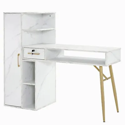 BarberPub Manicure Table Nail Desk With Marble Texture Beauty Salon 2622 • $340.13