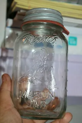 Vintage 1 Qt Clear Mom's Mason Jar NOS Lid Item # A - 4371 • $21.99