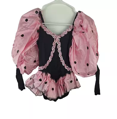 Girl's Dance Tap Costume Pink Sequin Polka Dot Jazz Rockabilly Puff Long Sleeves • $14.95