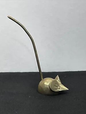 VTG Solid Brass Mouse Paperweight Long Tail Note Receipt Paper Ring Holder MCM • $24.99