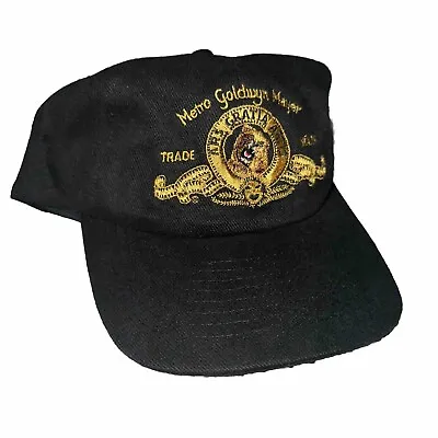 Vintage MGM Movie Studios Snapback Adjustable Hat Hollywood Baseball Black Cap • $34.95