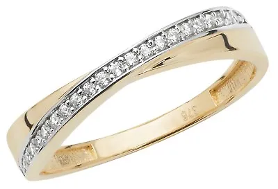 £75 • Buy 9ct Gold 0.15ct Crossover Eternity Wedding Ring - Size O - UK Hallmarked