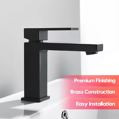 Decaura Luxury Basin Mixer Tap Brass Square Faucet On Vanity Sink Matt Black • $89.99