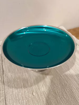 ONEIDA SILVERSMITHS COMPOTE Candy Dish Mid  Century Green Liner • $20