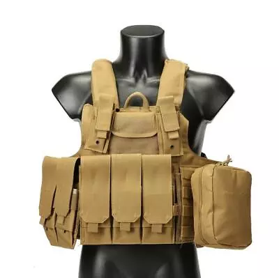 Outdoor Hunting Airsoft CS Paintball MOLLE Plate Carrier Combat Play Vest • £58.79
