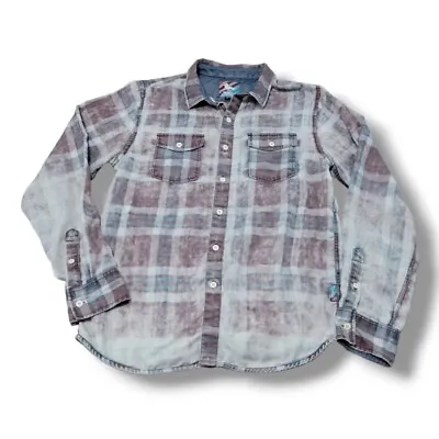 Modern Amusement Shirt Size Medium Button Up Shirt Long Sleeve Shirt Plaid Faded • $22.94