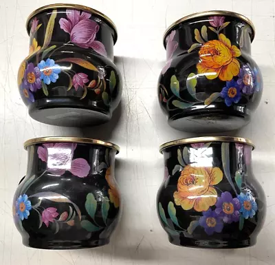 Mackenzie-childs Set Of (4) Flower Market Black Mugs Pre-owned / Never Used • $120