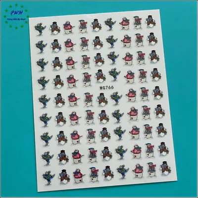 Snowman Christmas Snow Nail Sticker Heart Candy Santa Reindeer Tree Decals • $2.78