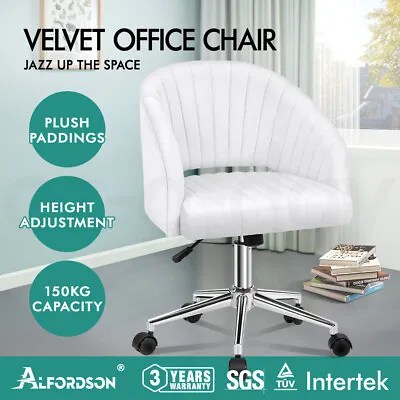$129.95 • Buy ALFORDSON Velvet Office Chair Fabric Armchair Computer Swivel Study Adult Kids