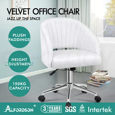$129.95 • Buy ALFORDSON Velvet Office Chair Fabric Armchair Computer Swivel Study Adult Kids