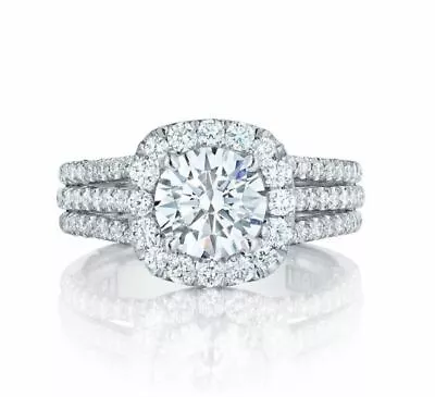 3 Ct Round Natural Moissanite Wedding Engagement Ring 14k White Gold Plated • $155.99