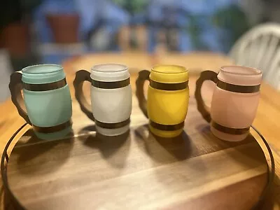 Set Of 8 Vintage FiestaWare Frosted Barrel Mugs With Wood Handles Cups 5” • $40