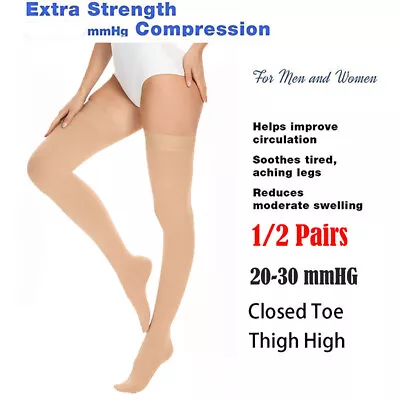 New Medical Compression Stockings/Socks Thigh High Class II 30-40mmHg Closed Toe • $26.98