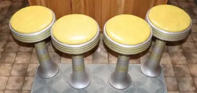 Alcoa - Vintage ( Each ) 1950's - 60's Diner Soda Shop Stools Chrome Seat • $302.25