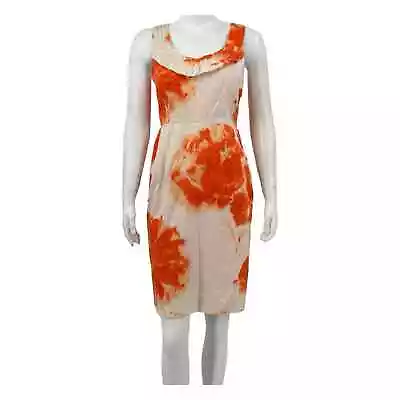 Moulinette Soeurs Anthropologie Womens Sheath Dress Size 4 Orange Ivory Pockets • $13.50