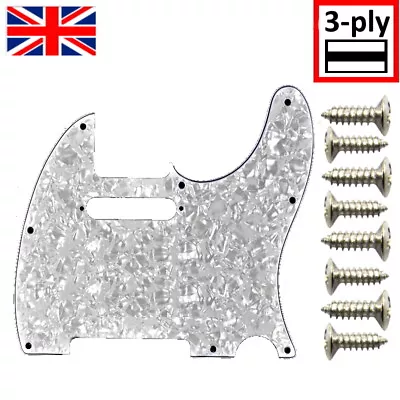 £11.32 • Buy 3-ply Tele Telecaster Scratchplate + 8 SCREWS White Pickguard Scratch Plate UK ✅