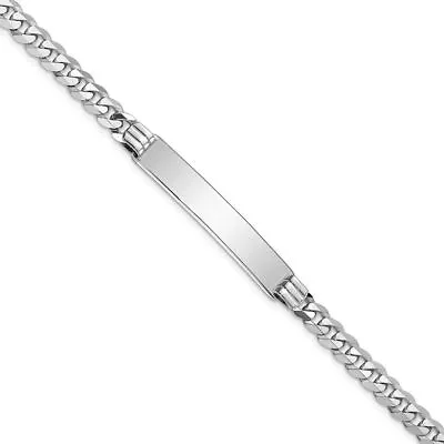 14k White Gold Flat Curb Link ID Bracelet Fine Jewelry Men • $1196