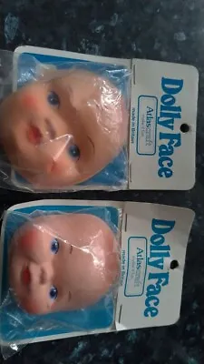 Pair Of VINTAGE RUBBER DOLL FACES By Atlas Craft • £9