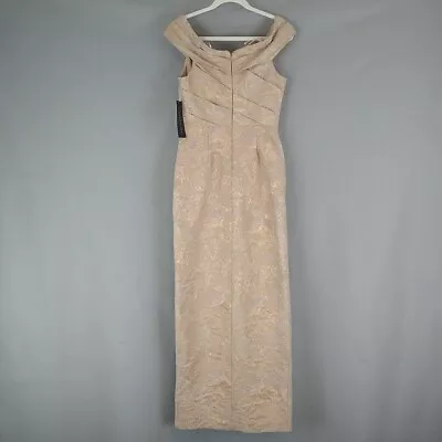 Aidan Mattox Dress Womens 14 Rose Gold Off The Shoulder Evening Gown Slit Ladies • $149.99