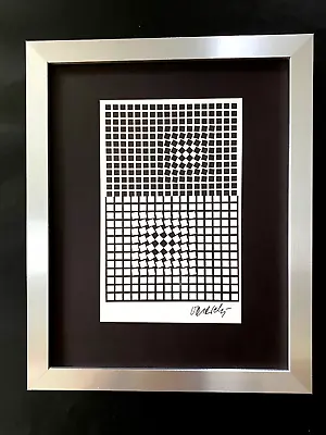 VICTOR VASARELY  PRINT FROM 1970 + SIGNED GEOMETRIC ABSTRACT +NEW FRAME 14x11in. • $149