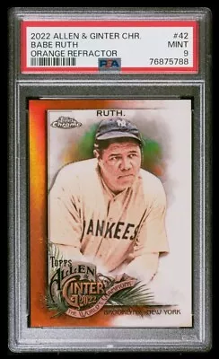 2022 A & G Chrome Babe Ruth Jersey #'d #03/25 Orange Refractor PSA-9 MINT🔥1/1 • $179.99