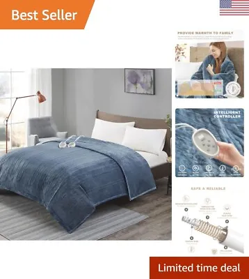 King Size Electric Blanket - Dual Control Soft Microplush Auto Shut Off - Blue • $180.99