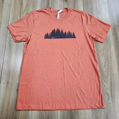 Bella + Canvas Mens Sz Large Mountain W/Bike Printed T-Shirt Soft Orange • $11.35