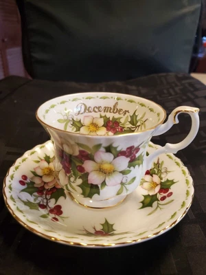 $25 • Buy Royal Albert Flower Of The Month December Christmas Rose Tea Cup Saucer Set 1970