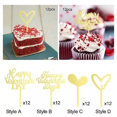 12x Happy Valentines Day Cupcake Toppers Holiday Cake Decorations Supplies • $7.40