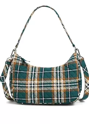 NWT! Vera Bradley Cotton Frannie Crescent Crossbody Purse Orchard Plaid • $38