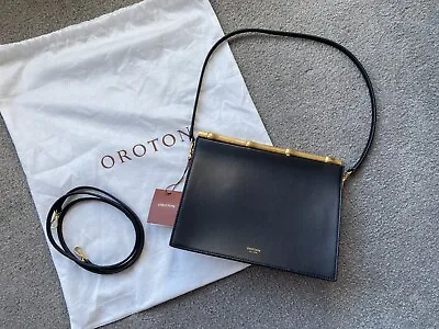 $199 • Buy Brand New Oroton Grace Square Clutch Bag Black RRP$399