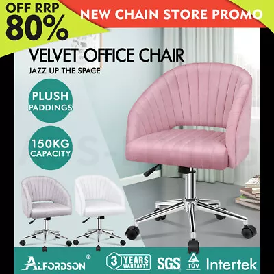 ALFORDSON Velvet Office Chair Swivel Armchair Computer Desk Work Adult Kids • $154.85