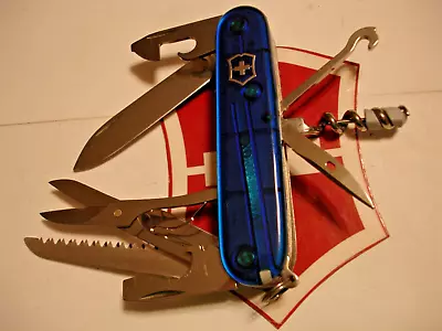 Victorinox Translucent Sapphire Blue Huntsman Plus 18 Function Swiss Army Knife • $48