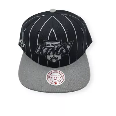 Mitchell & Ness Los Angeles Kings Team Pin Black/Gray Adjustable Snapback Hat • $39.99